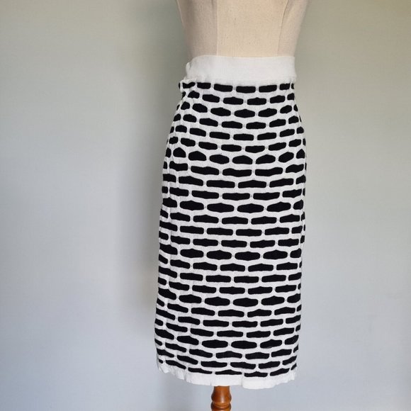 Veronika Maine Black & White Geometric Knit Pencil Skirt Size M - Picture 2 of 6